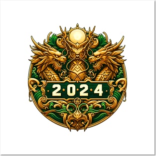 Wooden Gold Green Dragon 2024 No.3 Posters and Art
